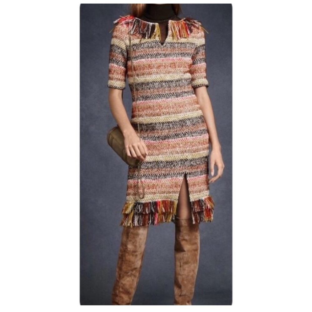 NWT • WORTH NEW YORK $598 Fringed Blanket Stripe Dress - Picture 2 of 16